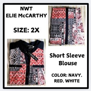 🔥NWT / ELIE McCARTHY /SHORT SLEEVE / BLOUSE / 2X